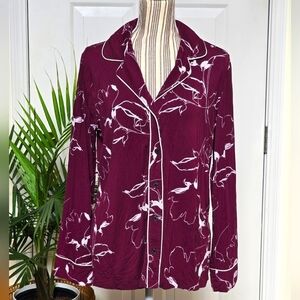 Soma Intimates Women’s Purple Print Cool Nights Long-Sleeve Sleep Shirt Size L